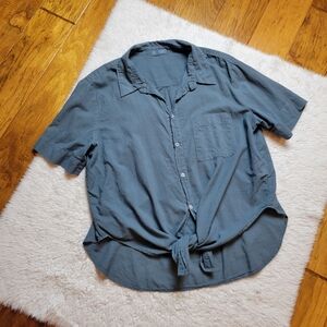 CP Shades Georgia Button Up Cotton Blouse Tie Front Women's Large